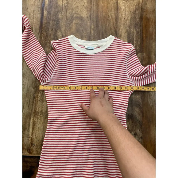 Sundance red & White Elemental Joy ribbed Striped Thermal Crew Neck shirt M - Picture 6 of 6